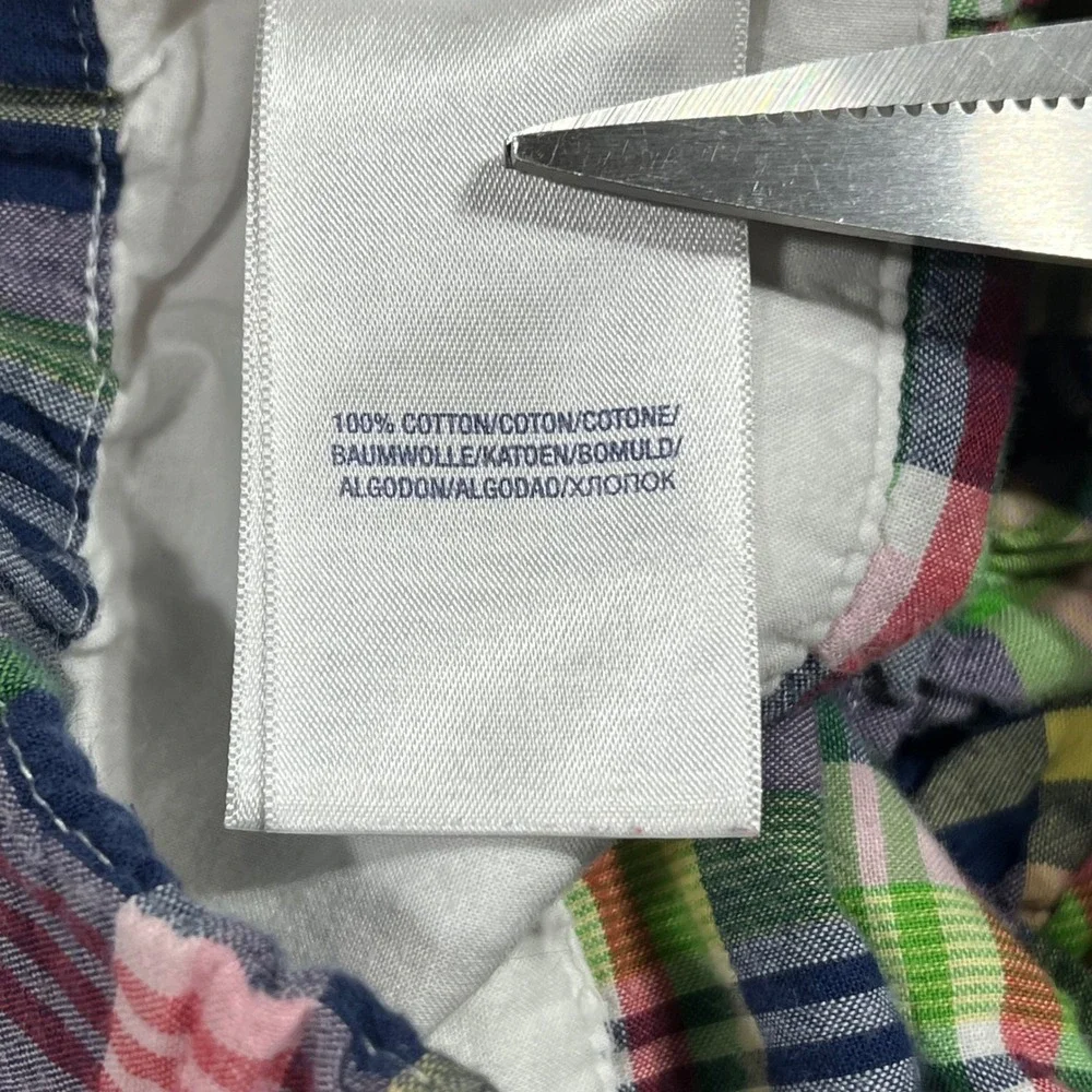 Ralph Lauren Girls Madras Plaid Tiered Ruffle Skirt Size 6 Cotton Pony Logo VTG
